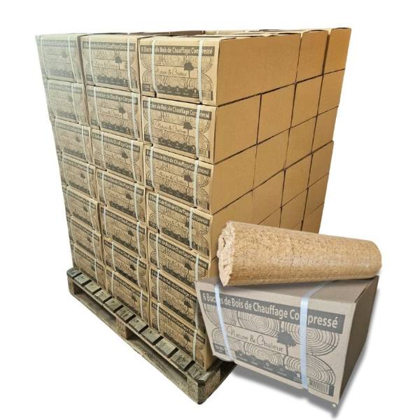 Bûches compressées Confort – 80 cartons de 6 – palette env. 960 kg