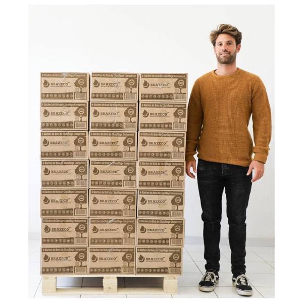Bûches compressées Premium – 80 cartons de 6 – palette env. 960 kg