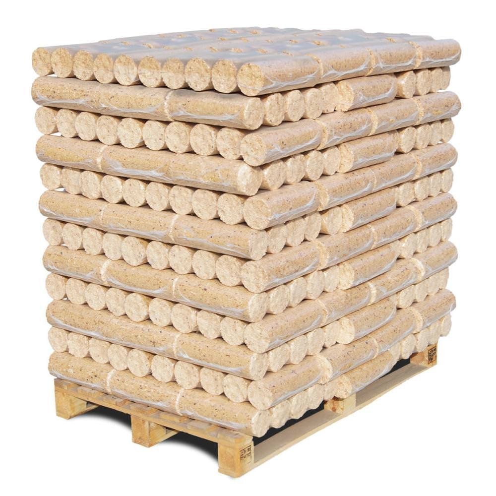 Briquettes bois dur pressé – palette 1008 kg – paquets 7,5 kg