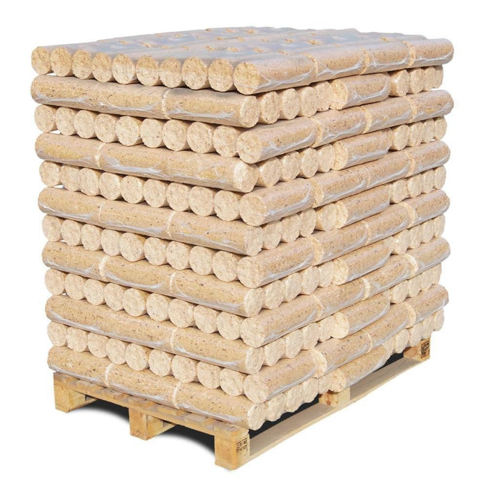 Briquettes bois dur pressé – palette 1008 kg – paquets 7,5 kg