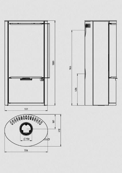 Poêle à bois Ember E-14 VG porte tout verre