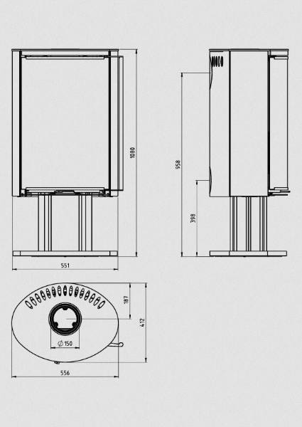 Poêle à bois Ember E-16 VG pivotant porte tout verre