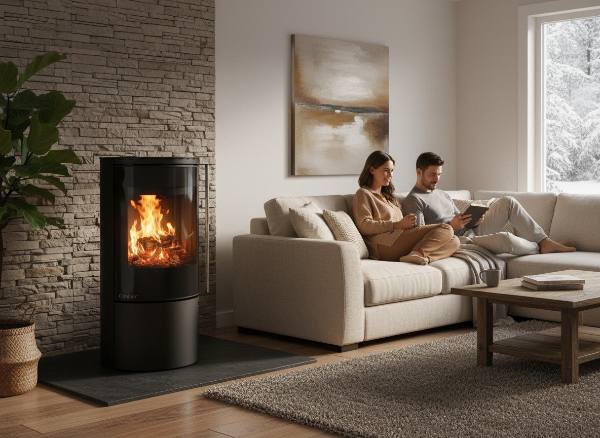 Poêle à bois Ember F-14 VG porte tout verre