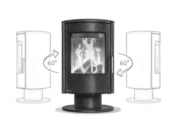Poêle à bois Ember F-16 VG pivotant porte tout verre