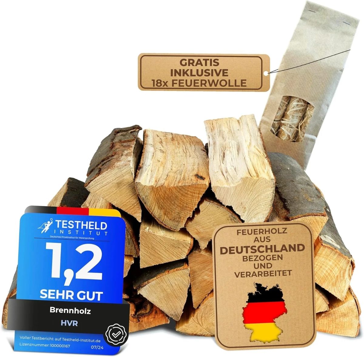 Bois de chauffage HVR en carton – 25 kg